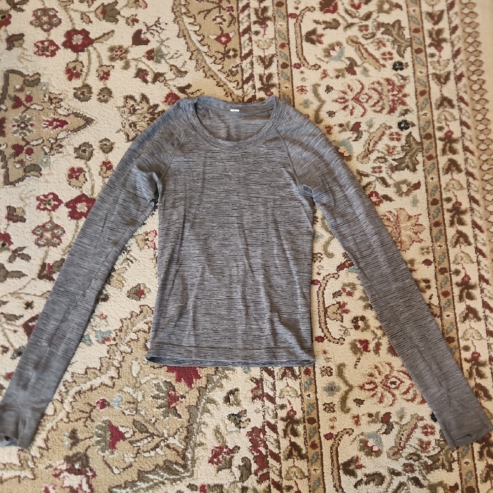 Lululemon Long Sleeve Top Heathered Gray Green Sz 2